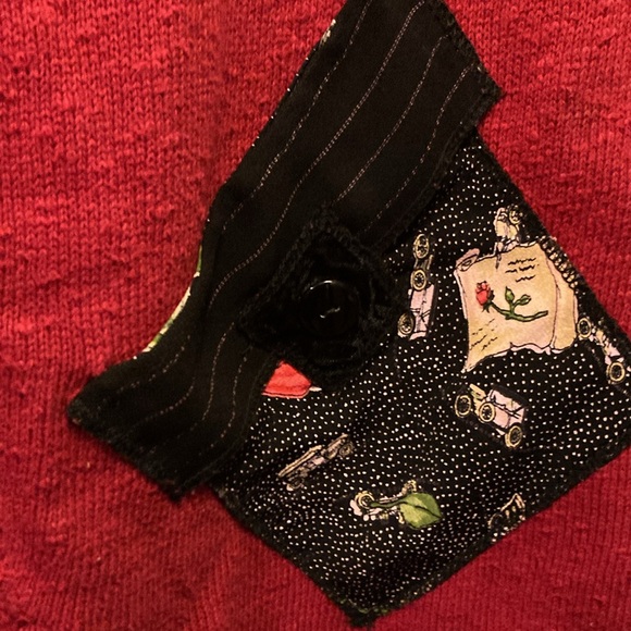 Furry Collar Bright Red Sweater Structured Chaos size large - Picture 3 of 8